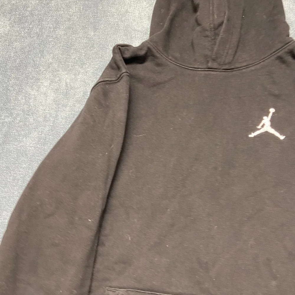Nike Air Jordan Hoodie Men XL Black Fleece Lined Kangaroo Pocket Ribbed Pullover